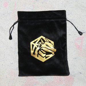 Black and Gold Dragon Small Velvet Drawstring Bag for Role Playing Games